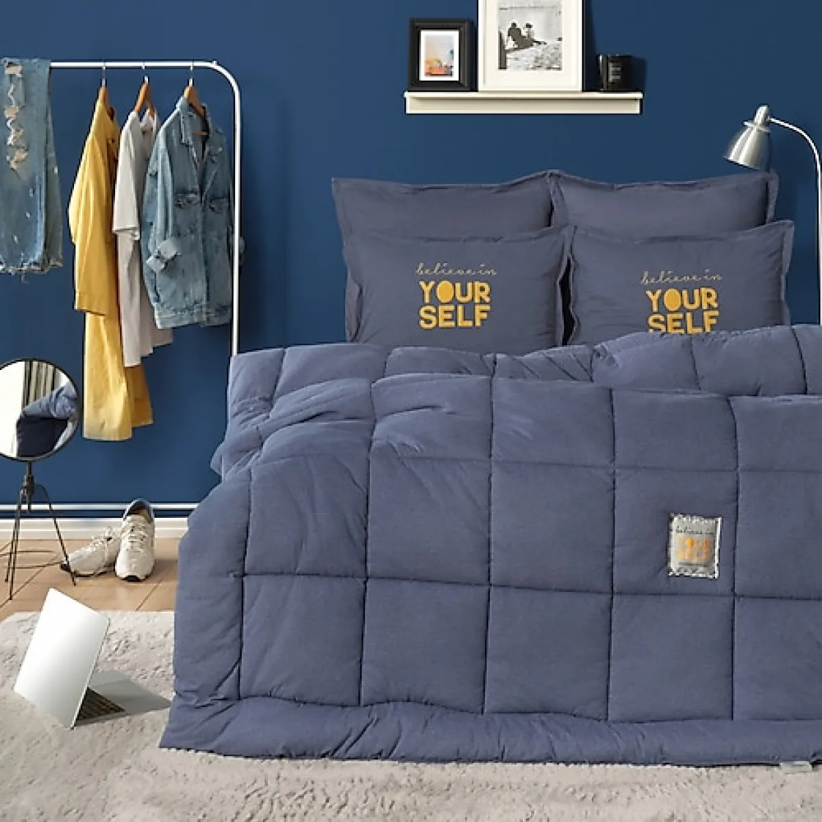 Karaca Home Motto Indigo Çift Kişilik Cotton Comfort