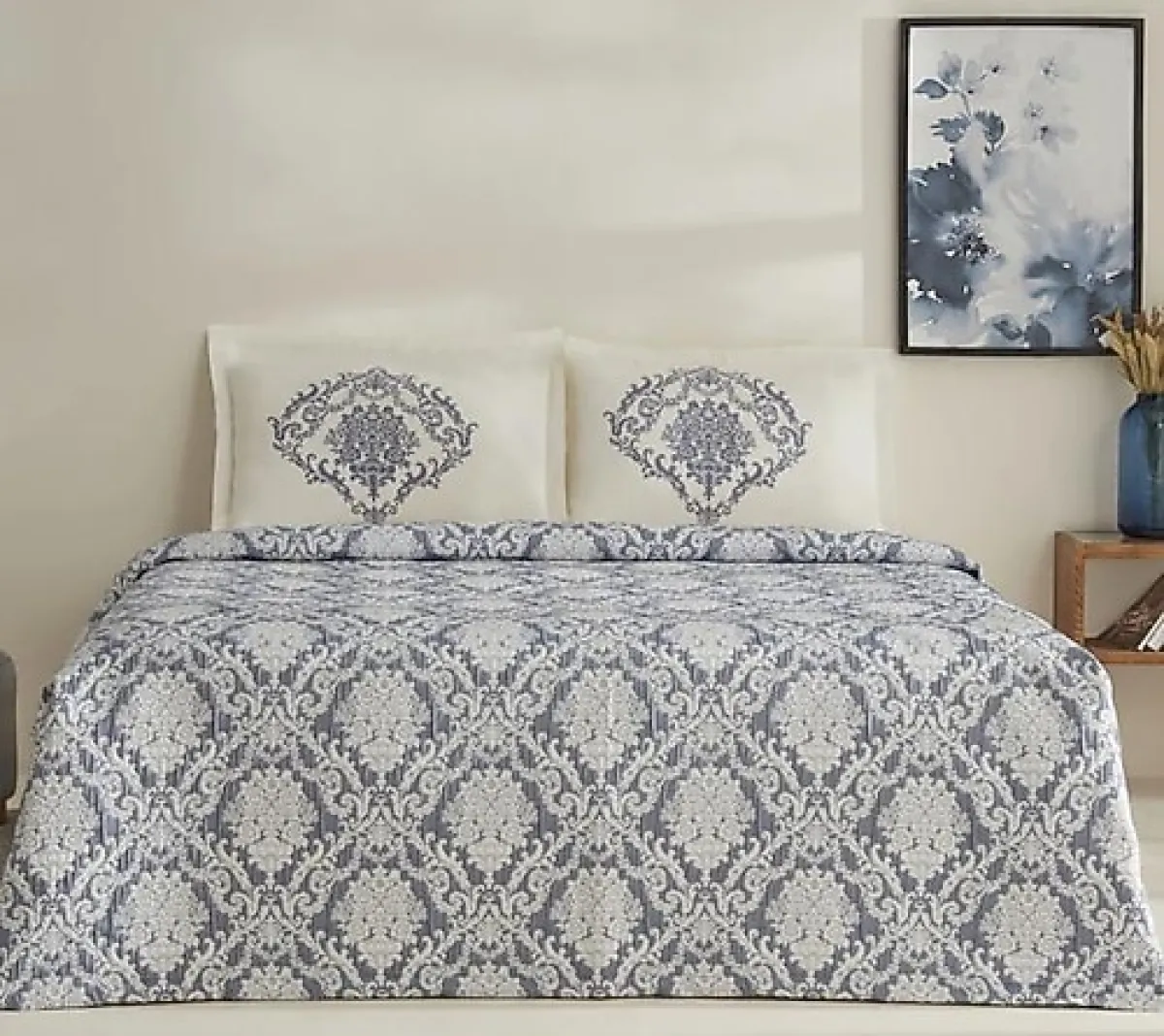 Karaca Home Nolven İndigo Çift Kişilik Yatak Örtüsü Takımı