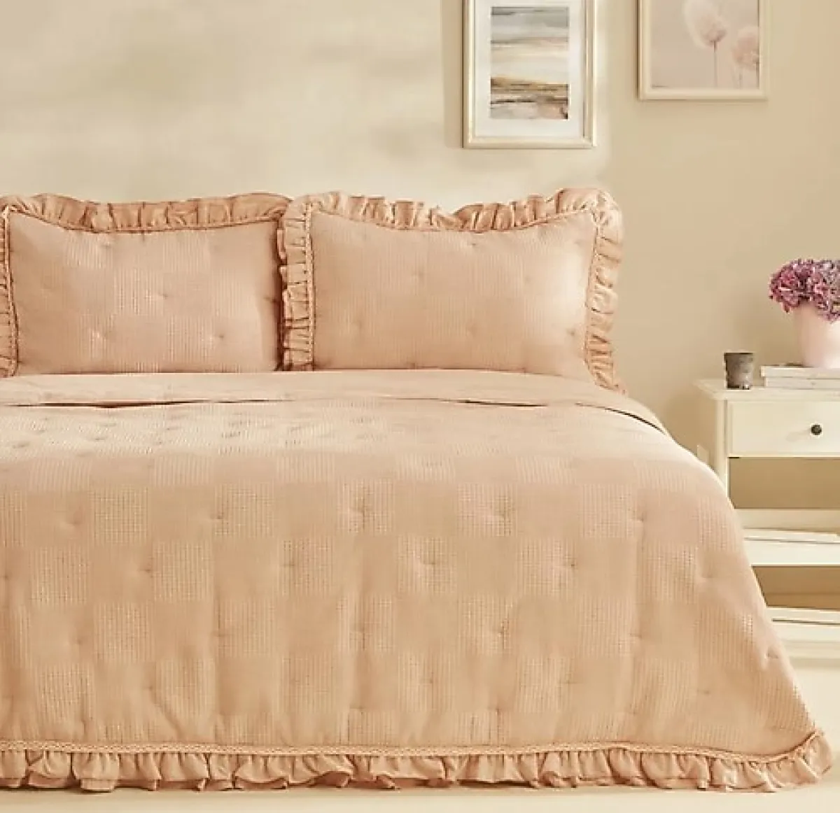 Karaca Home Perios Spring Fırfırlı Somon Çİft Kişilik Comfort Set