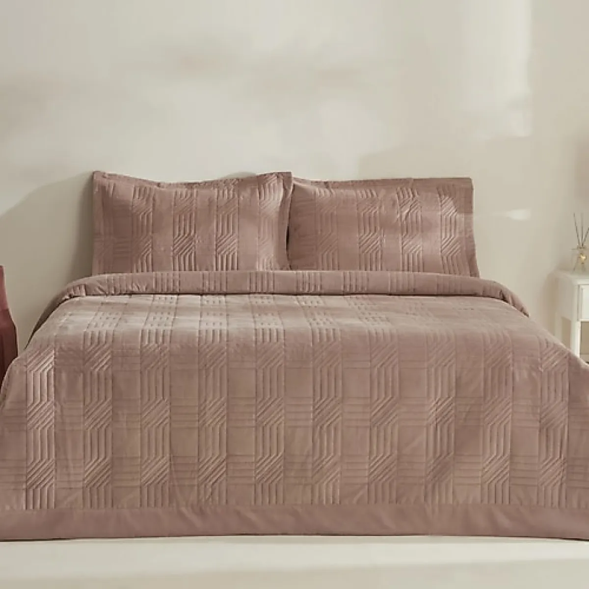 Karaca Home Sally Gül Kurusu Çift Kişilik Yatak Örtüsü Takımı