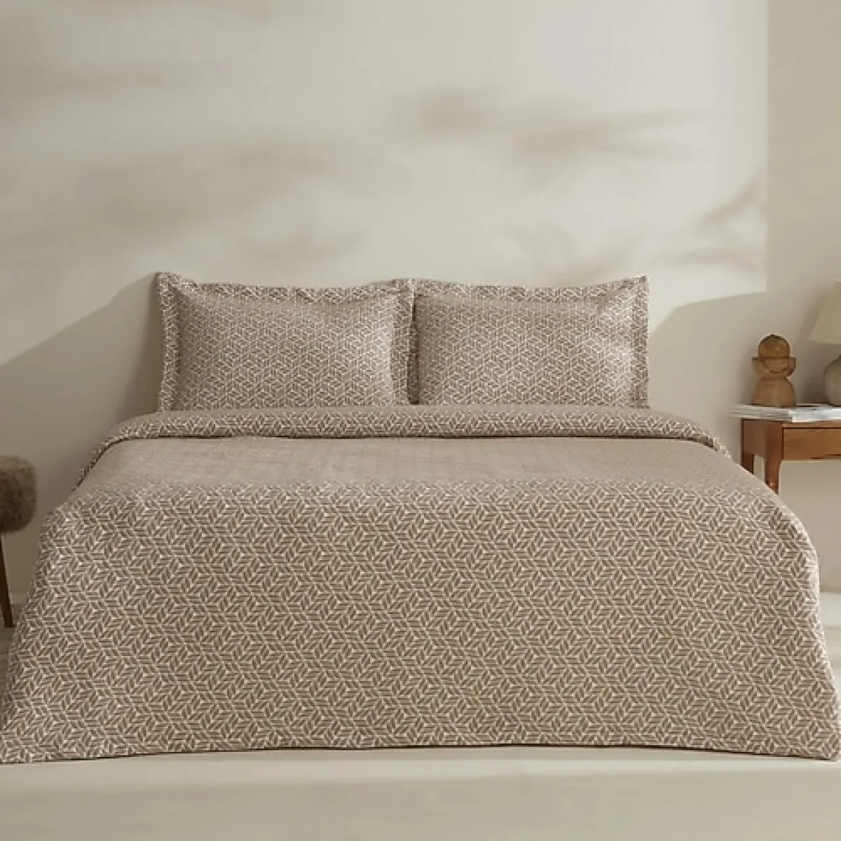 Karaca Home Secret Bej Çift Kişilik Yatak Örtüsü Takımı