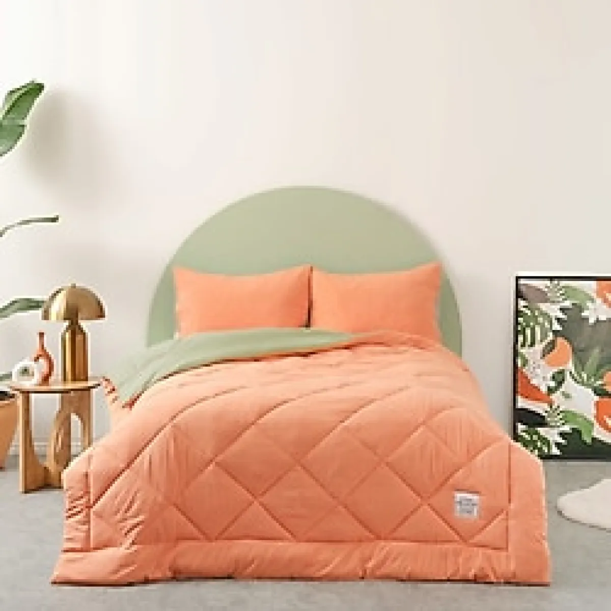 Karaca Home Smart Comfort Orange Tek Kişilik Mikrofiber Uyku Seti 155x215 cm - Klasik Desenli, Lastikli Çarşaflı - Turuncu