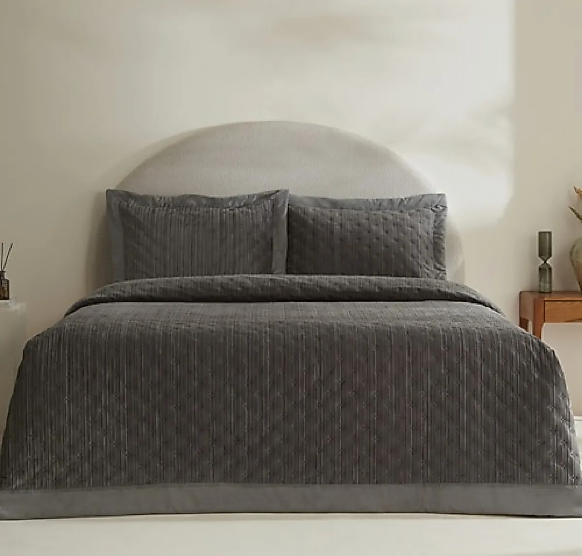 Karaca Home Taylor Antrasit Çift Kişilik Yatak Örtüsü Takımı
