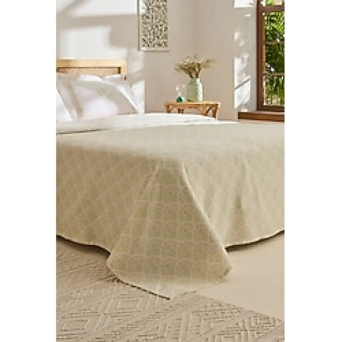 Kaşmir Home Daisy %100 Pamuk Çift Kişilik Pike Takımı Somon