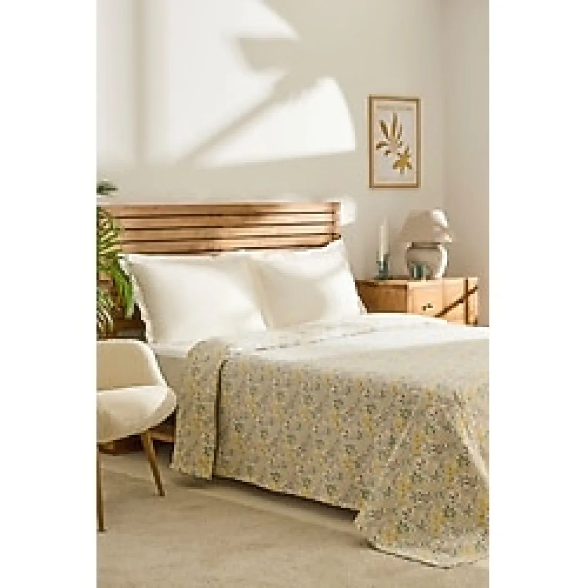 Kaşmir Home Hedda %100 Pamuk Çift Kişilik Pike Yeşil - Bej