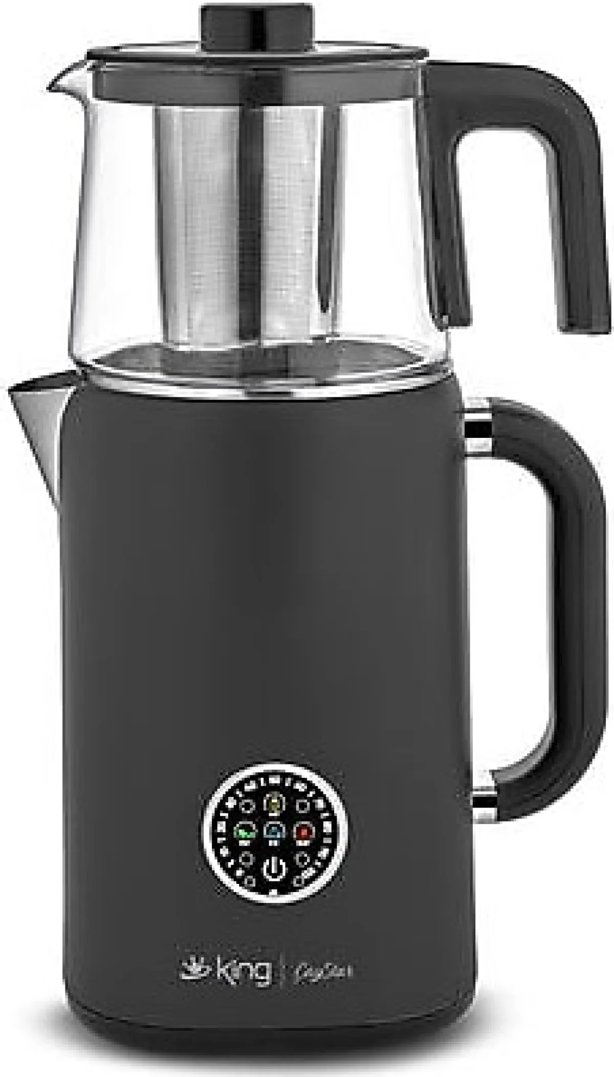 King KCM387 Çaystar 1500 W Dijital Cam Demlikli Çay Makinesi