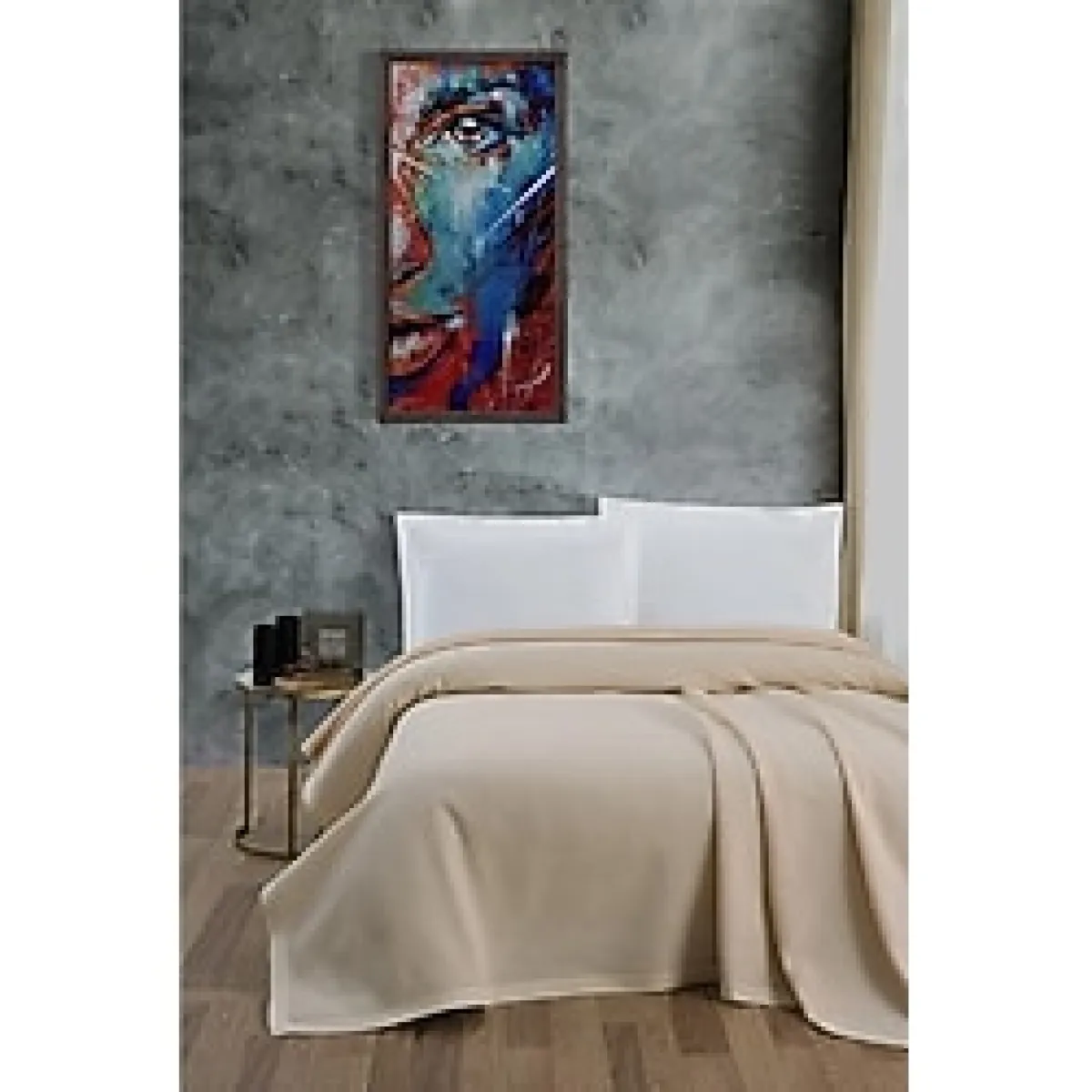 Klimalı Pike ,%100 Pamuk Petekli Pike , Dörtmevsim Pike Battal Boy 240x260 Krem