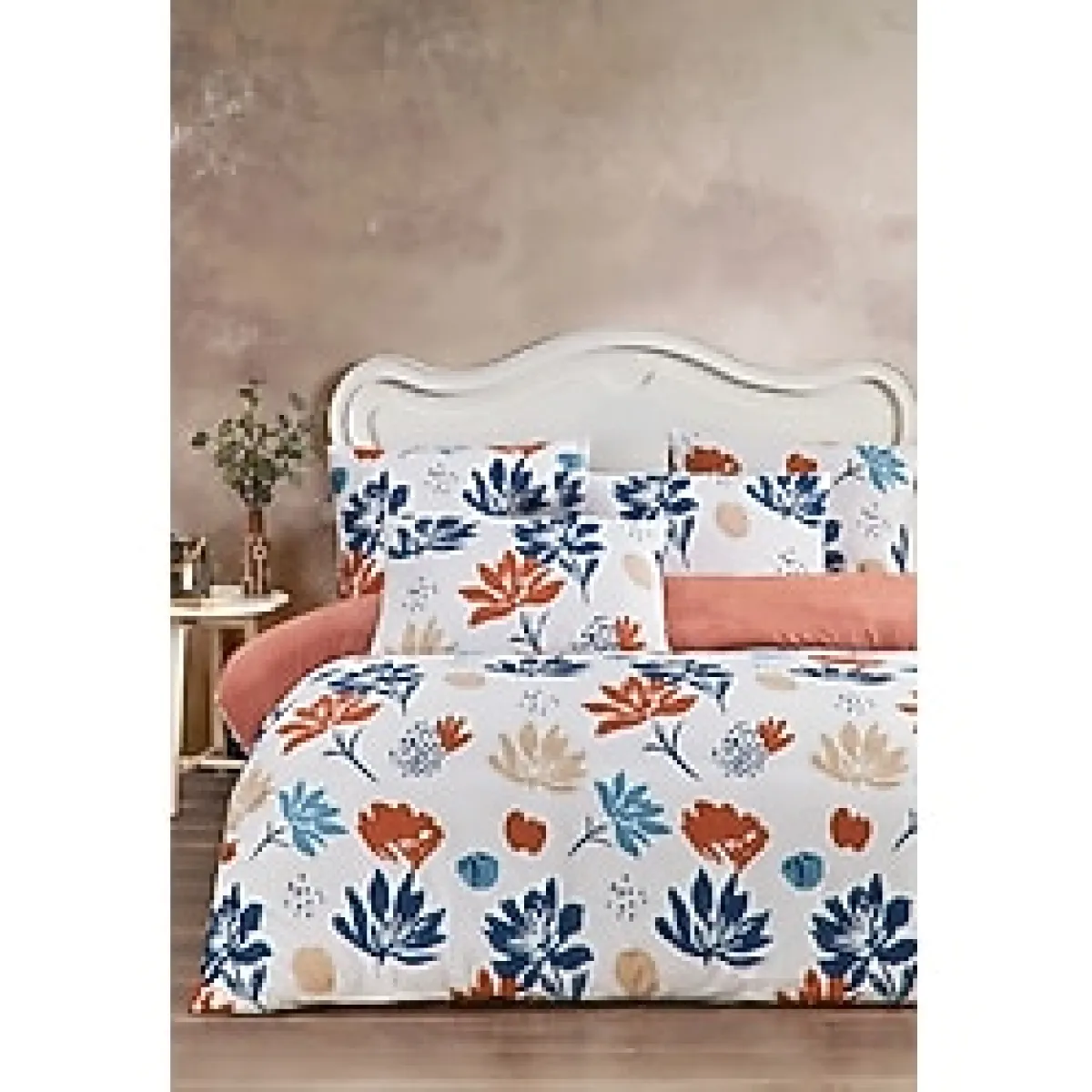 LaLiva Modern Çiçekli Pamuk Nevresim Takımı-çift Kişilik-çarşafı Lastikli-bali Esintisi