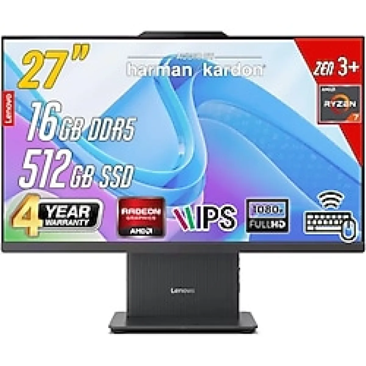 Lenovo Ideacentre 27Arr9 Amd Ryzen 7-7735Hs 16Gb 512Gb 27 Fhd Freedos Siyah All İn One Bilgisayar