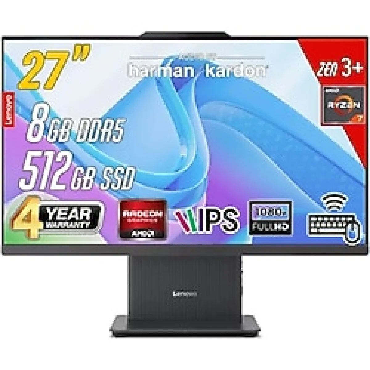 Lenovo Ideacentre 27Arr9 Amd Ryzen 7-7735Hs 8Gb 512Gb 27 Fhd Freedos Siyah All İn One Bilgisayar