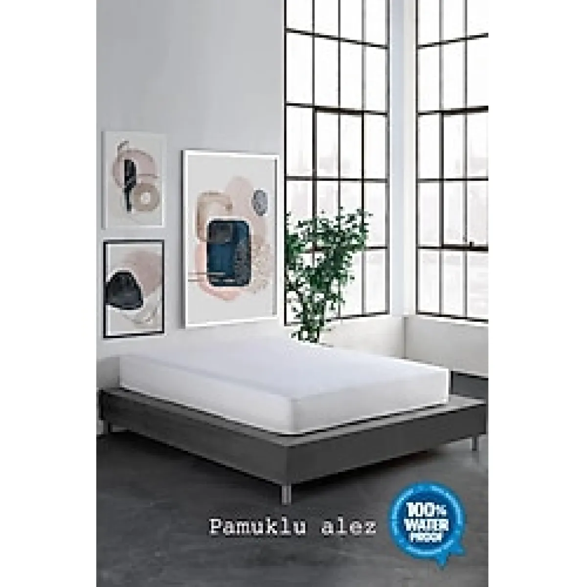 Limon Soft Pamuklu Fitted Full Kenar Su Sıvı Geçirmez Yatak Koruyucu Alez Çarşaf Beyaz 200X200