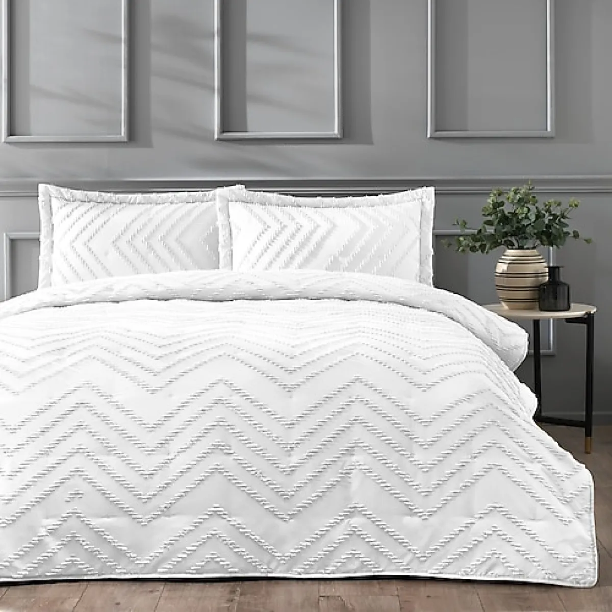 Linens Borneo Beyaz Çift Kişilik Yatak Örtüsü Seti