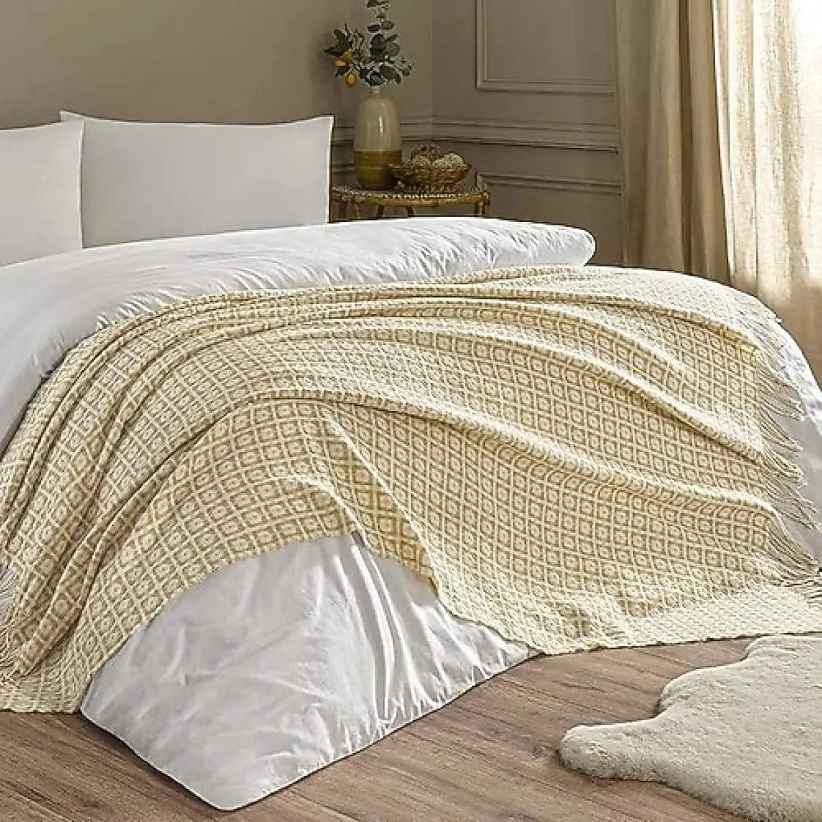 Linens Caline Throw Bej 130x170 cm TV Battaniyesi