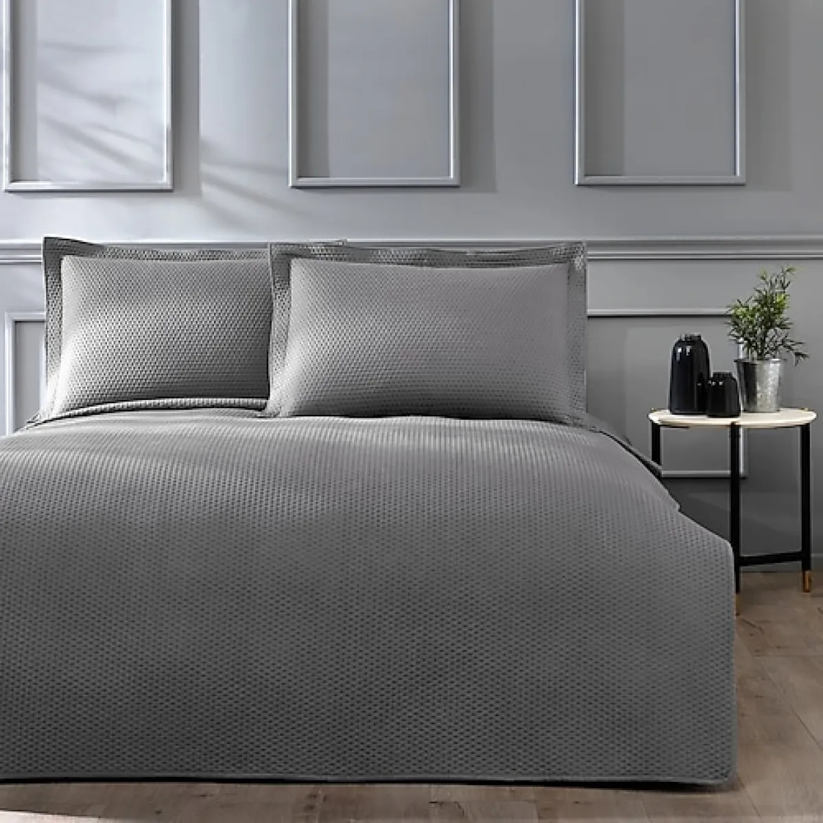 Linens Mist Gri Çift Kişilik Yatak Örtüsü Takımı