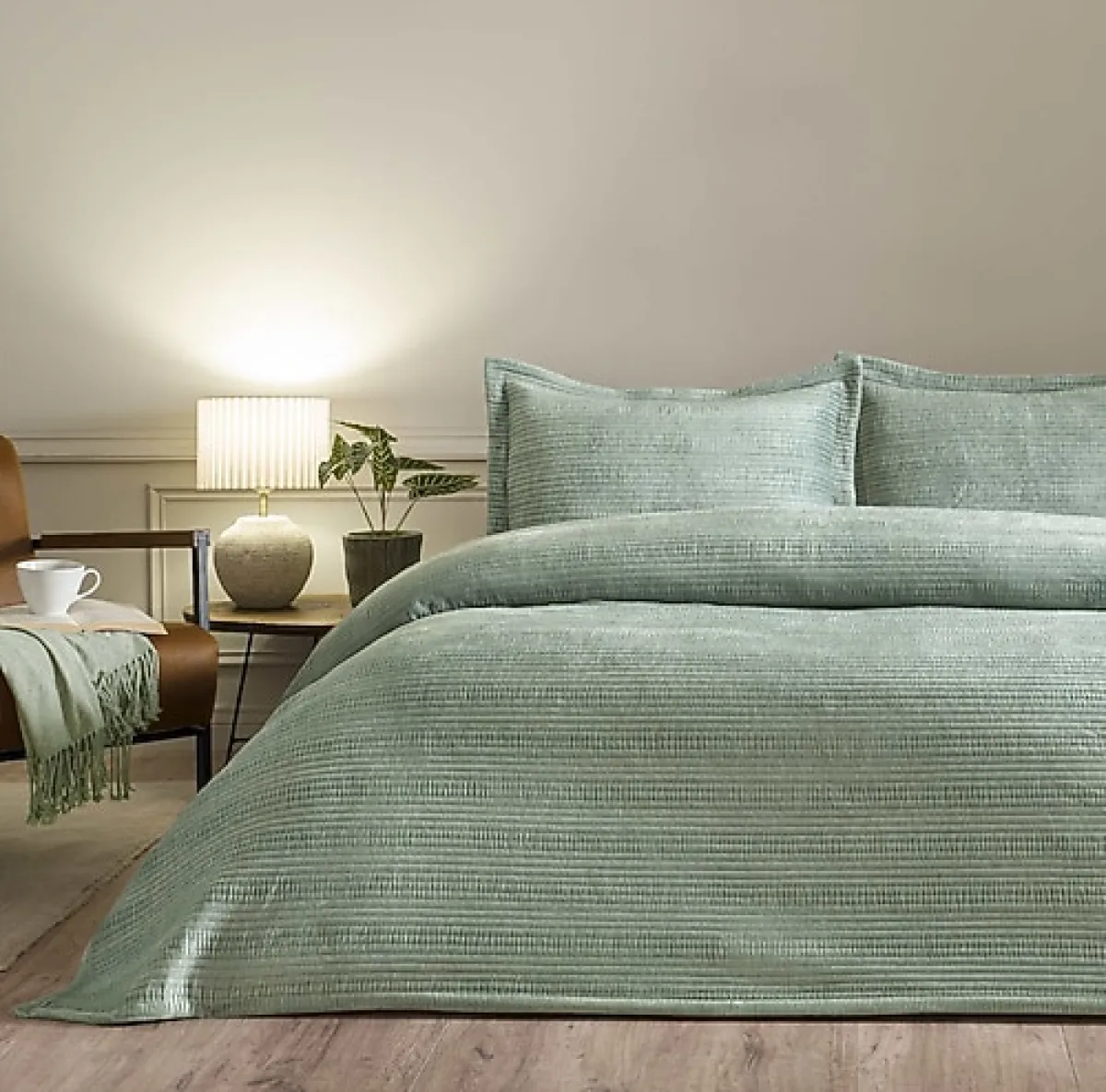 Linens Velona Yeşil Çift Kişilik Yatak Örtüsü Seti