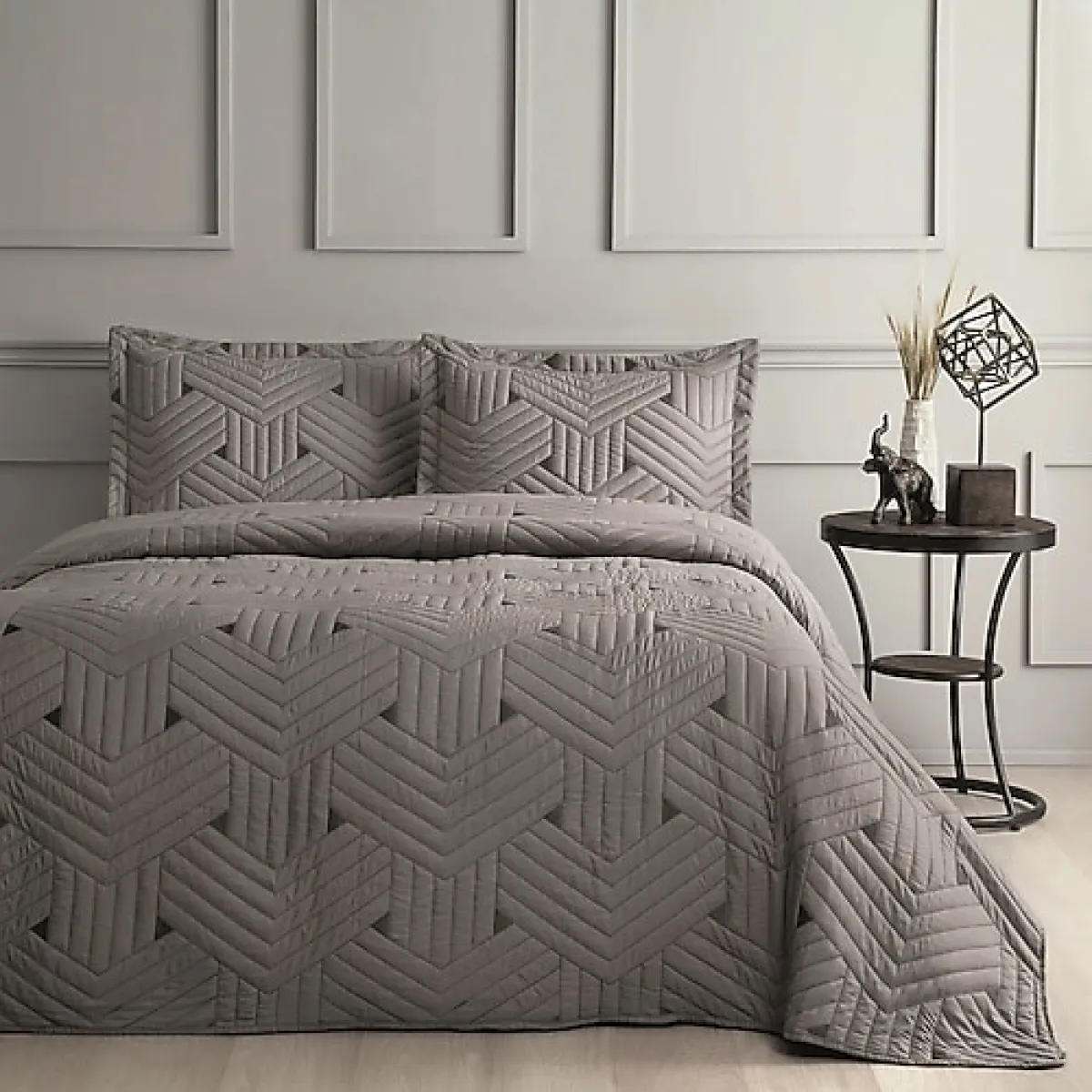 Linens Vita Gri Çift Kişilik Yatak Örtüsü Takımı