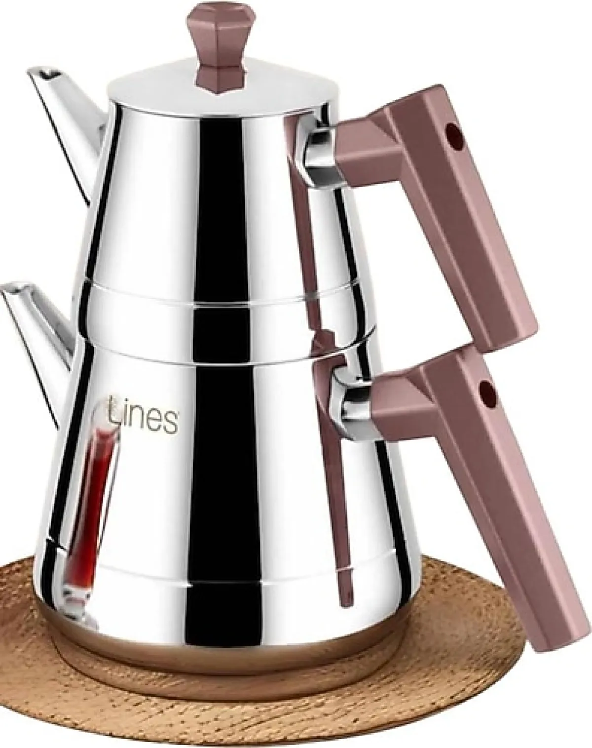 Lines Piramit Soft Bakalit Saplı Mini Boy Çelik Çaydanlık