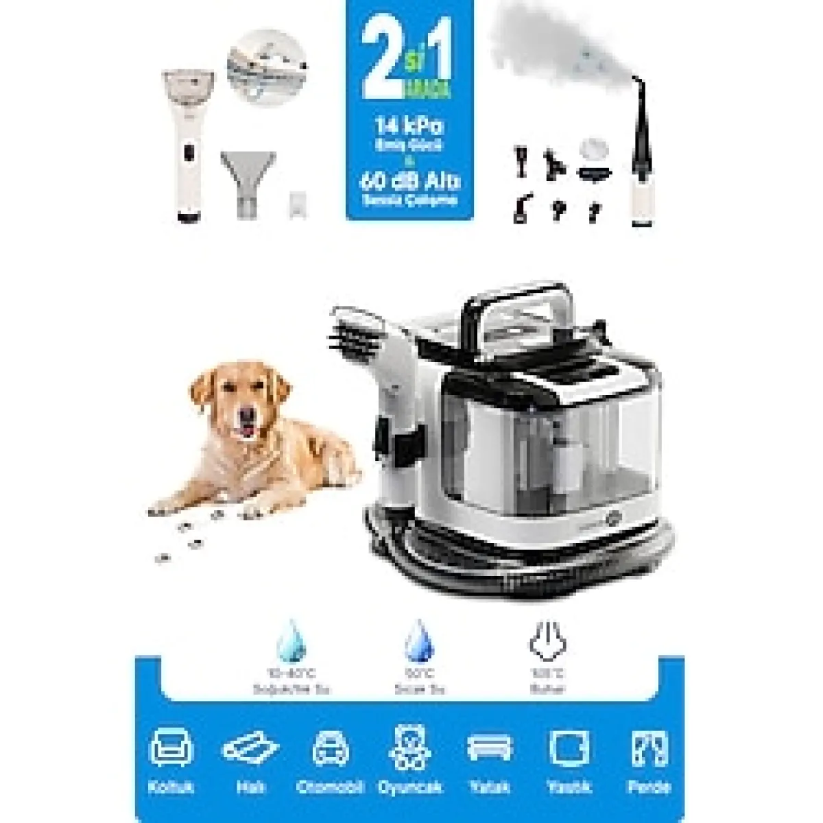 Livenzi SY-F01A Halı ve Koltuk Yıkama & Buharlı Temizlik Makinesi 2'si 1 Arada