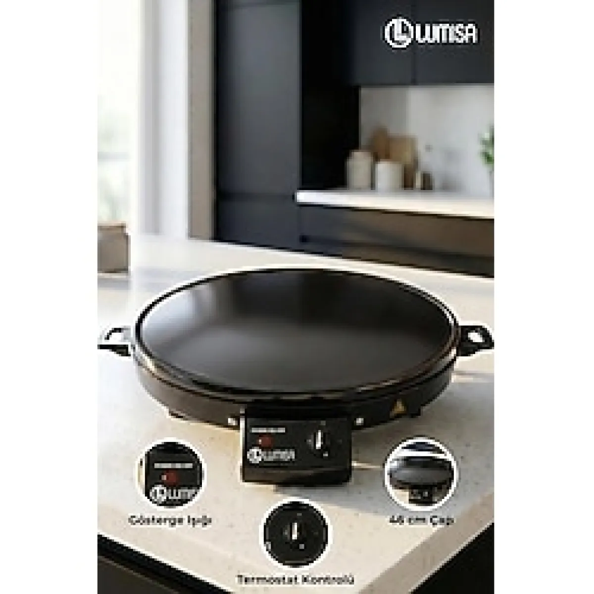 Lumisa Elektrikli Katmer Ve Gözleme Sacı Lks-1000 Termostatlı Emaye Yüzeyli (1500 Watt)