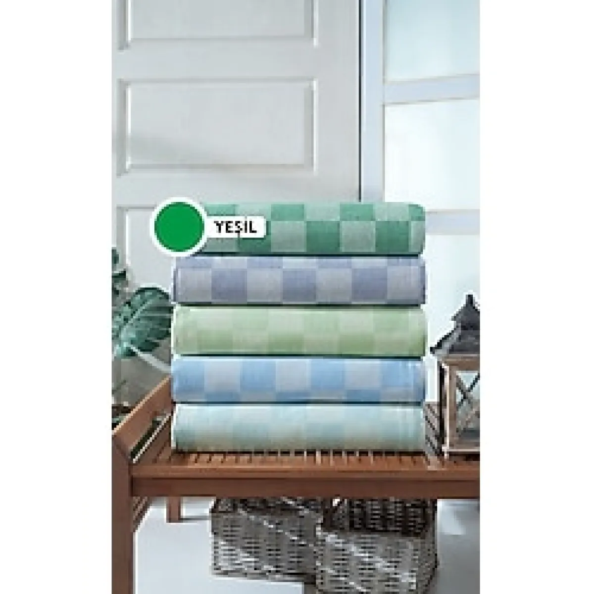 Luxtex Çok Amaçlı Tek Kişilik Pike, Koltuk Örtüsü 170 x 230 cm - Dama Desenli - Yeşil