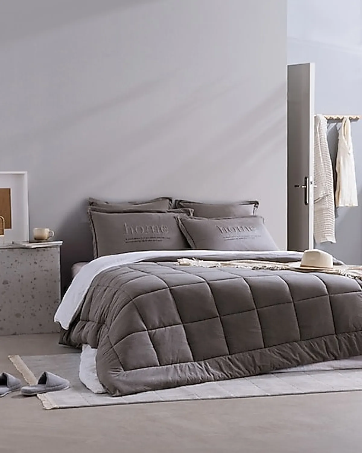 Madame Coco Bobigny Antrasit Pamuklu Supersoft Çift Kişilik Comfort Set