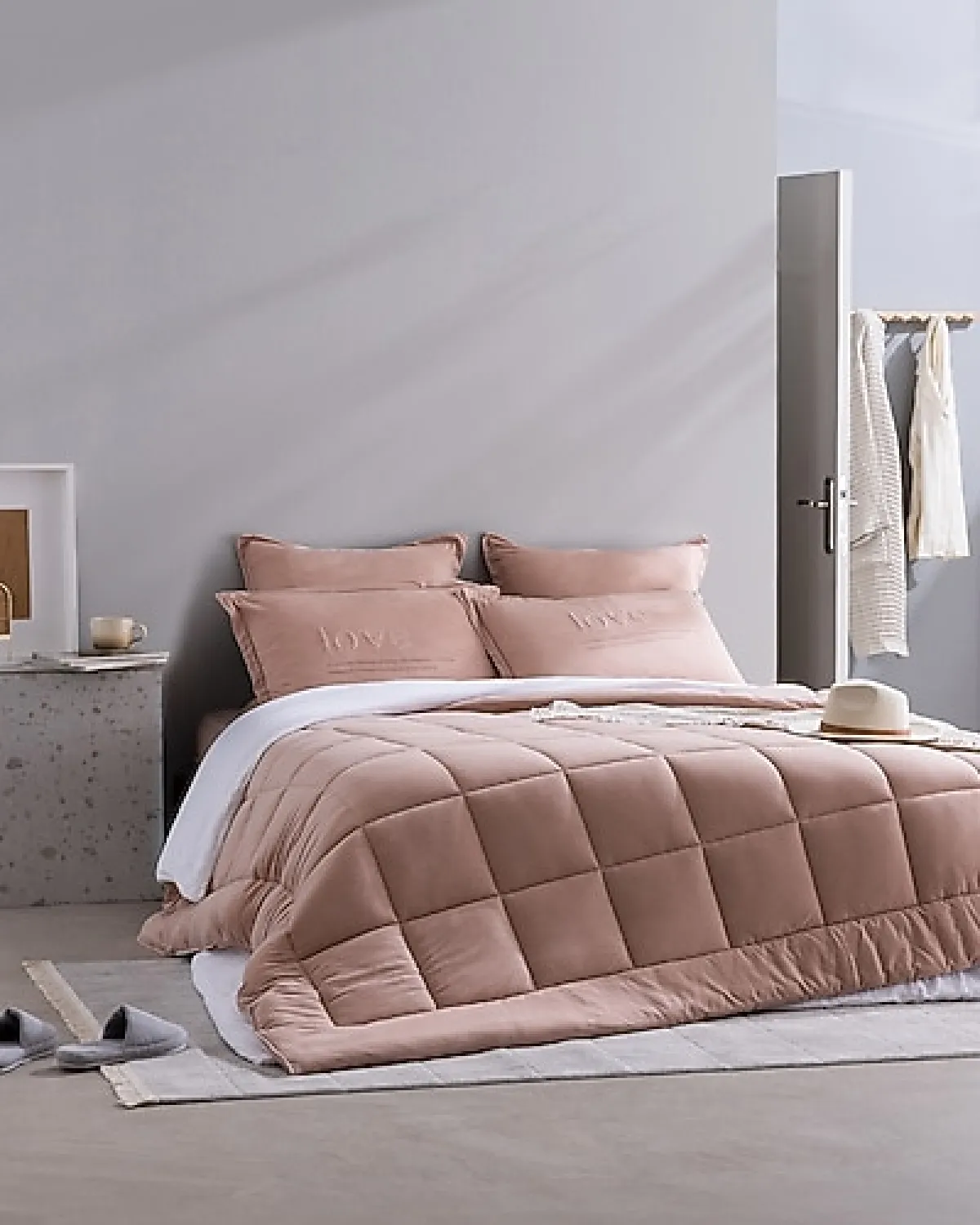 Madame Coco Bobigny Pudra Pamuklu Supersoft Çift Kişilik Comfort Set