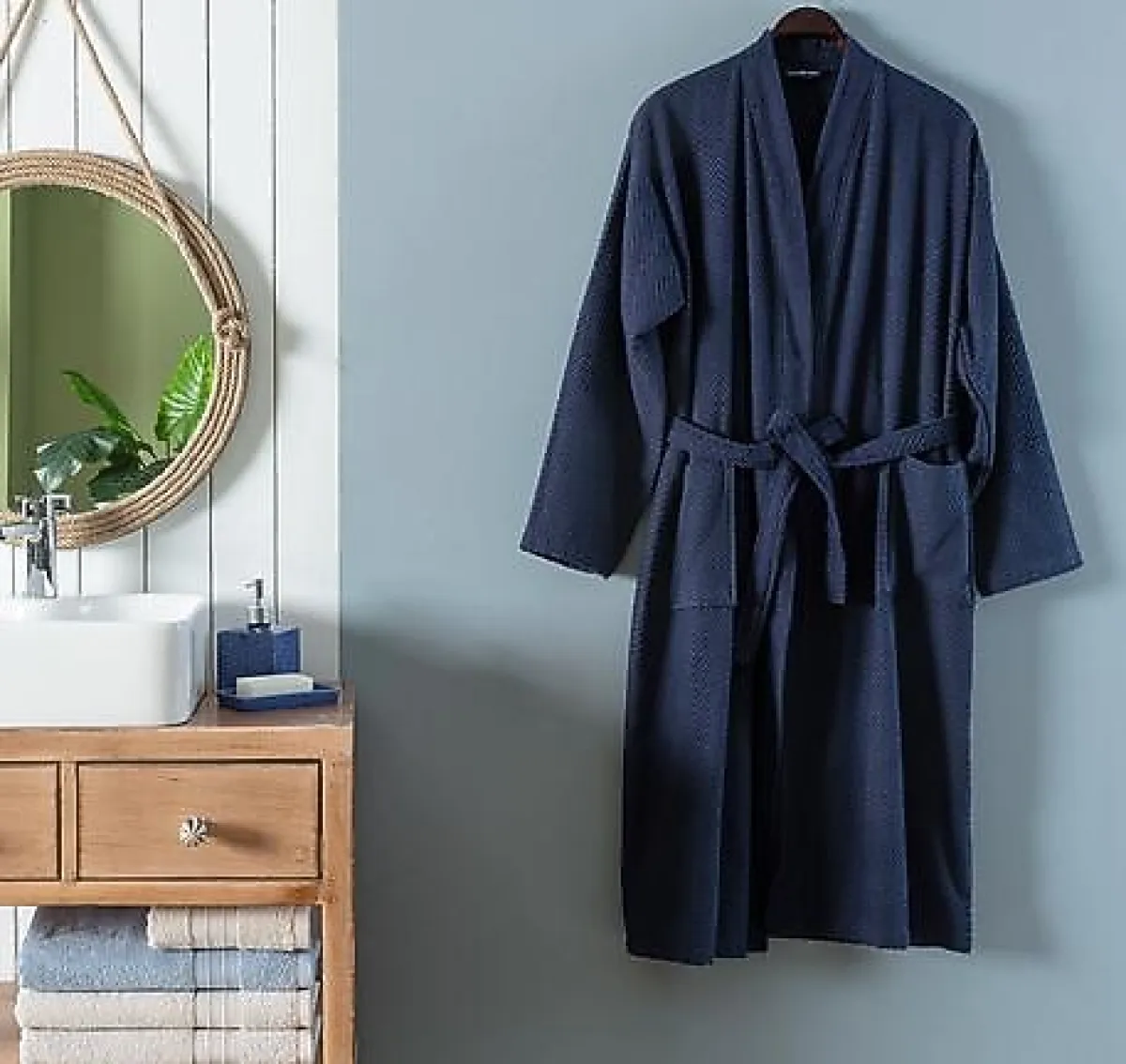 Madame Coco Nicola Kimono Erkek Bornoz Lacivert