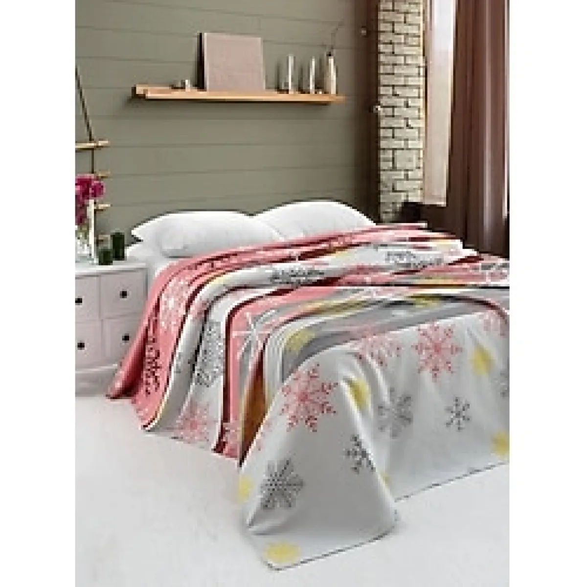 Menderes Home Cotton Collection Pike Çift Kişilik Pike Red Winter - Çok Renkli