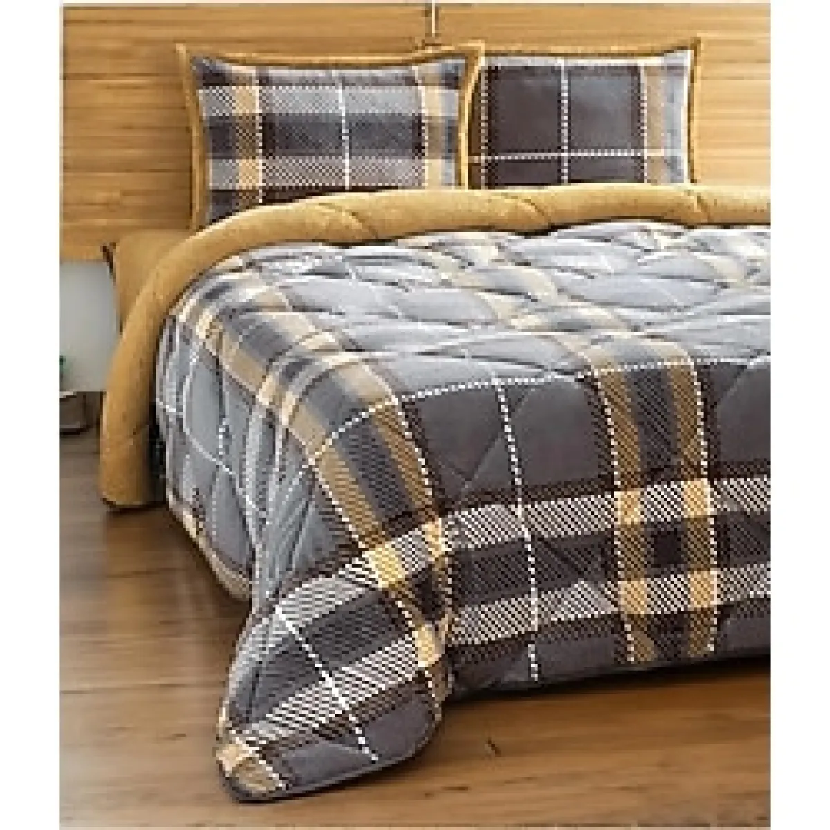 Merinos Comforter Set, Tek Kişilik Yorgan Seti (160 x 240)-ANTONIN Gri Sarı - 160 x 240 cm - Gri - Sarı