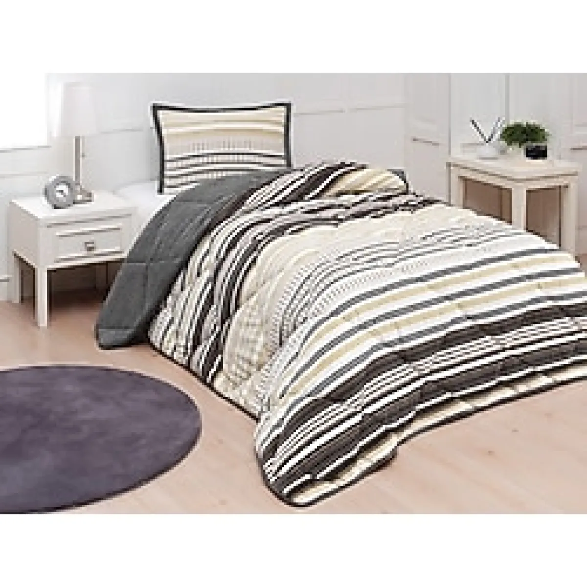 Merinos Comforter Tek Kişilik Yorgan Seti Luca Sarı 160X240 - Kahverengi - 160 x 220 cm