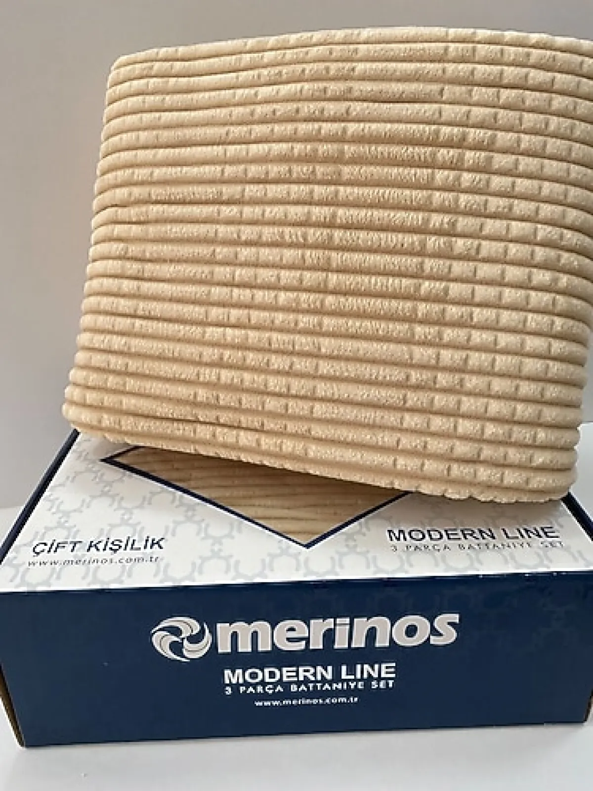 Merinos Modern Line Bej 150x220 cm Tek Kişilik Battaniye Seti