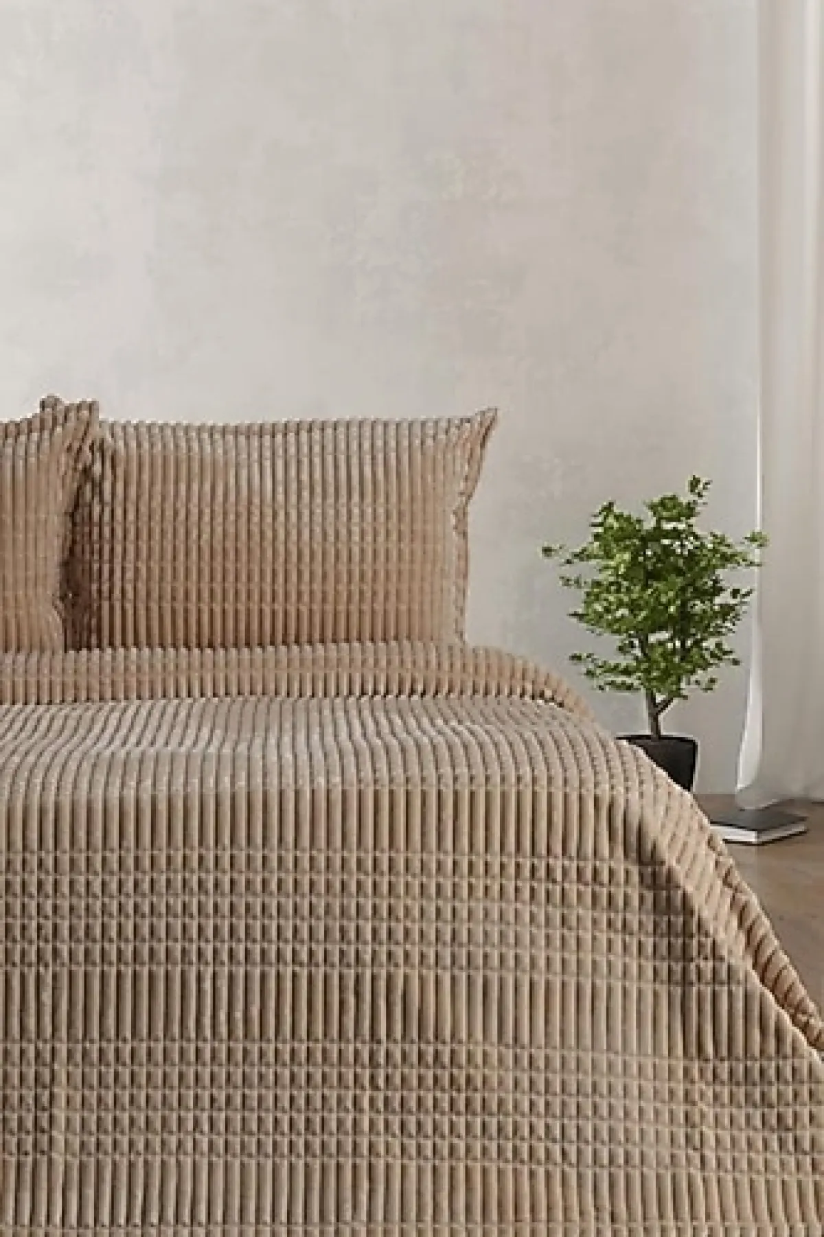 Merinos Modern Line Bej 220x240 cm Çift Kişilik Battaniye Seti