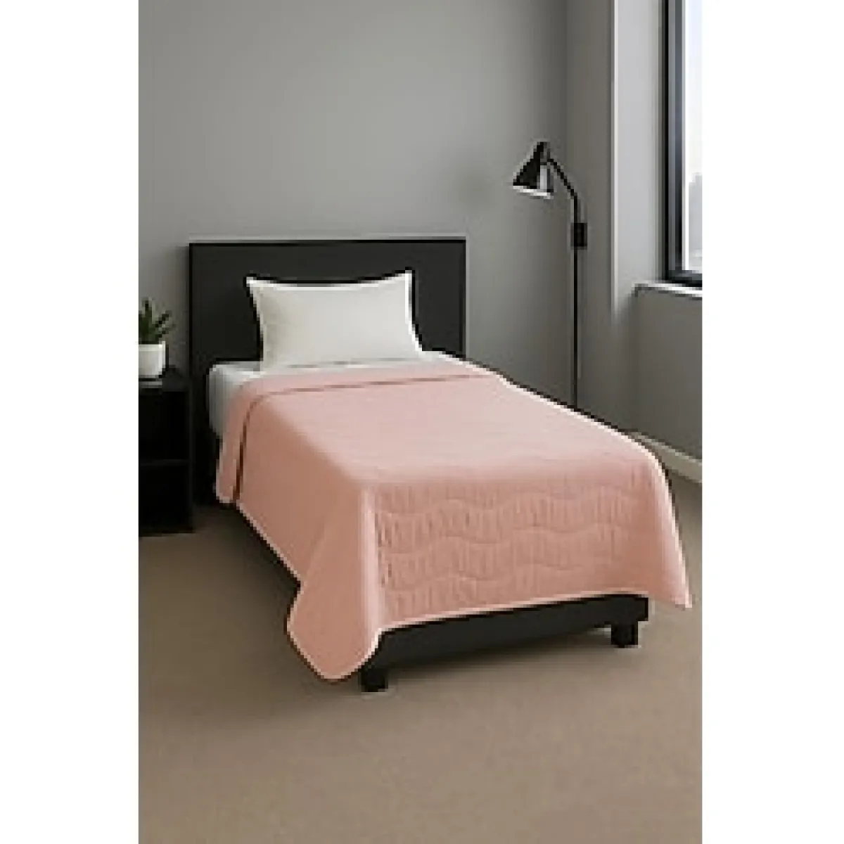 Miabella Home Tek Kişilik Pike Kapitone Tek Kişilik Yatak Örtüsü Tek Kişilik Pike Yatak Örtüsü Kapitone Pike 155X230 cm - Pudra