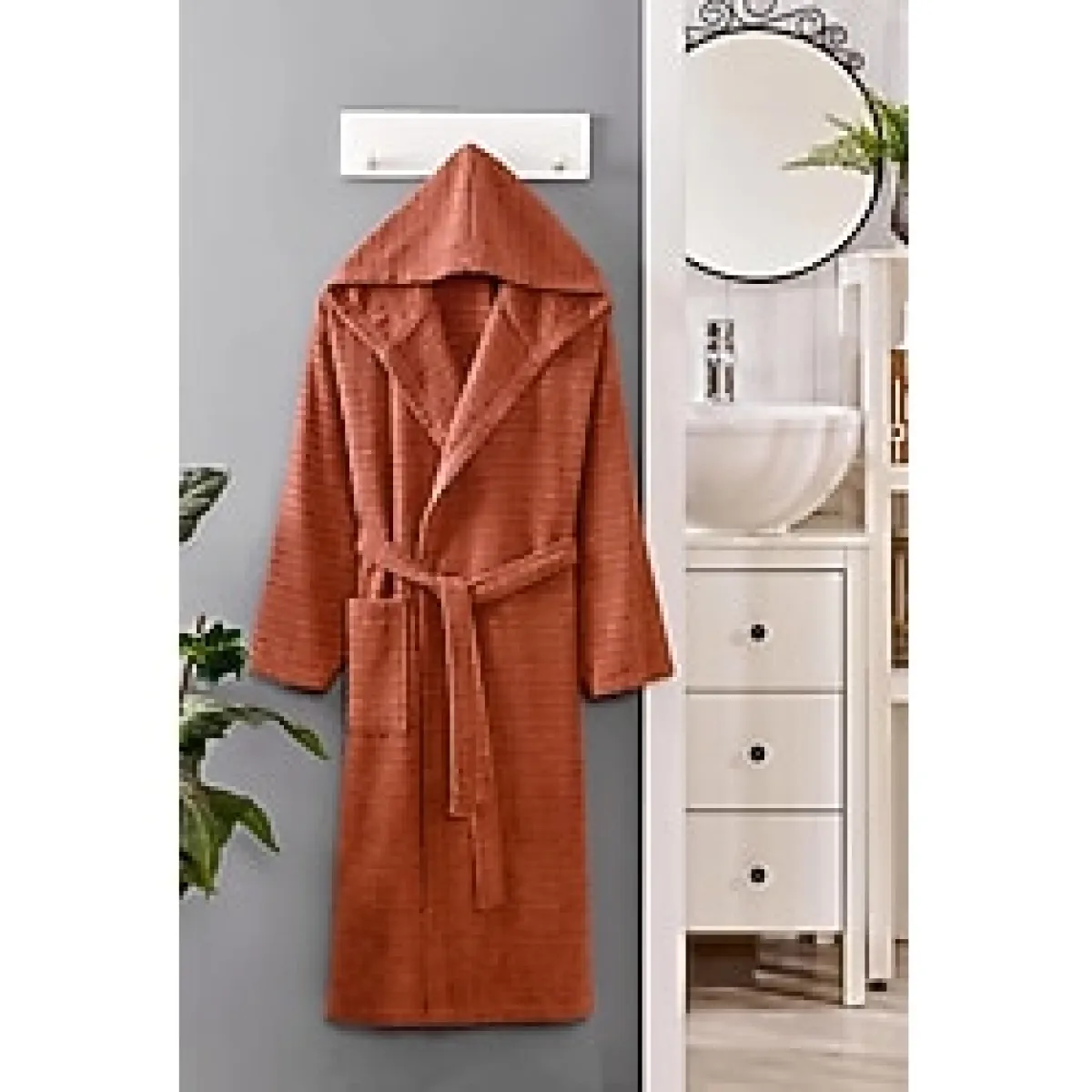 Mira Home Kapüşonlu Unisex Banyo Bornozu %100 Soft Pamuklu L/XL