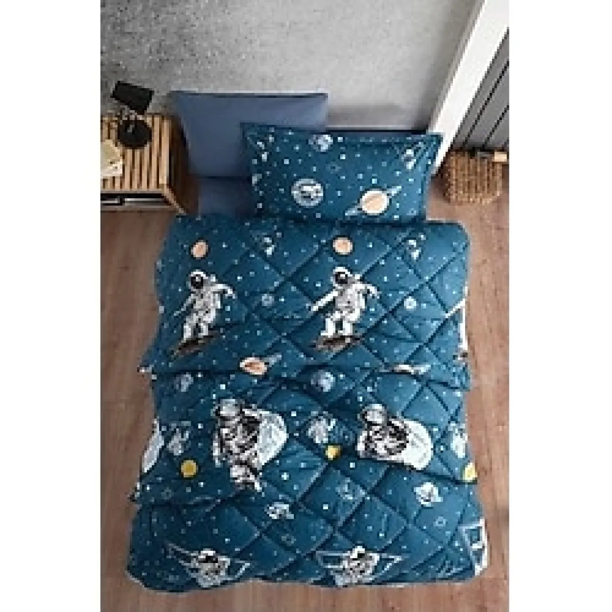 Nordqueen Galaxy %100 Pamuk Ranforce Tek Kişilik Uyku Seti - Lacivert