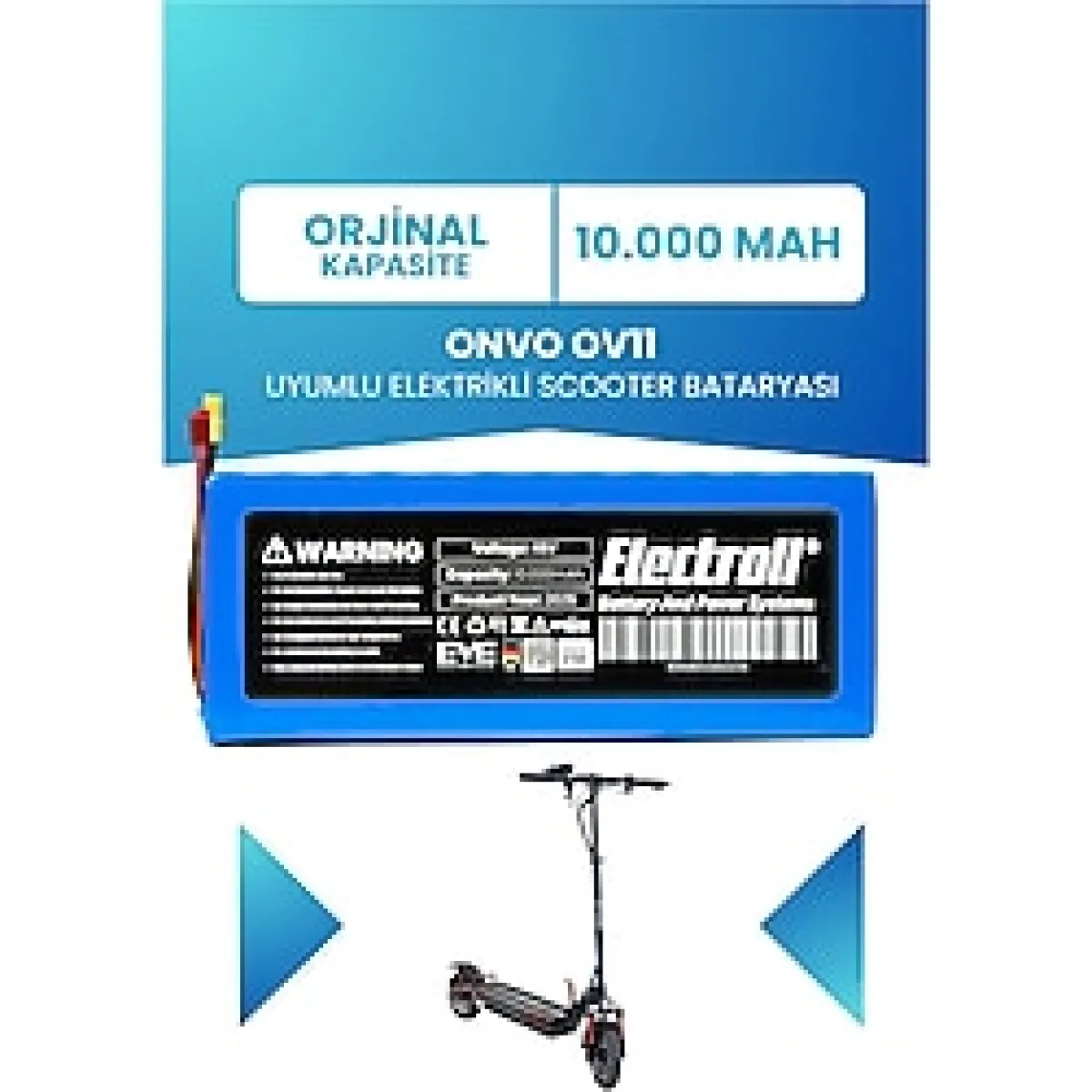 Onvo Ov-011 Batarya Standart Kapasite 48v 10.000mah Pil Elektrikli Scooter Bataryası Değişimi