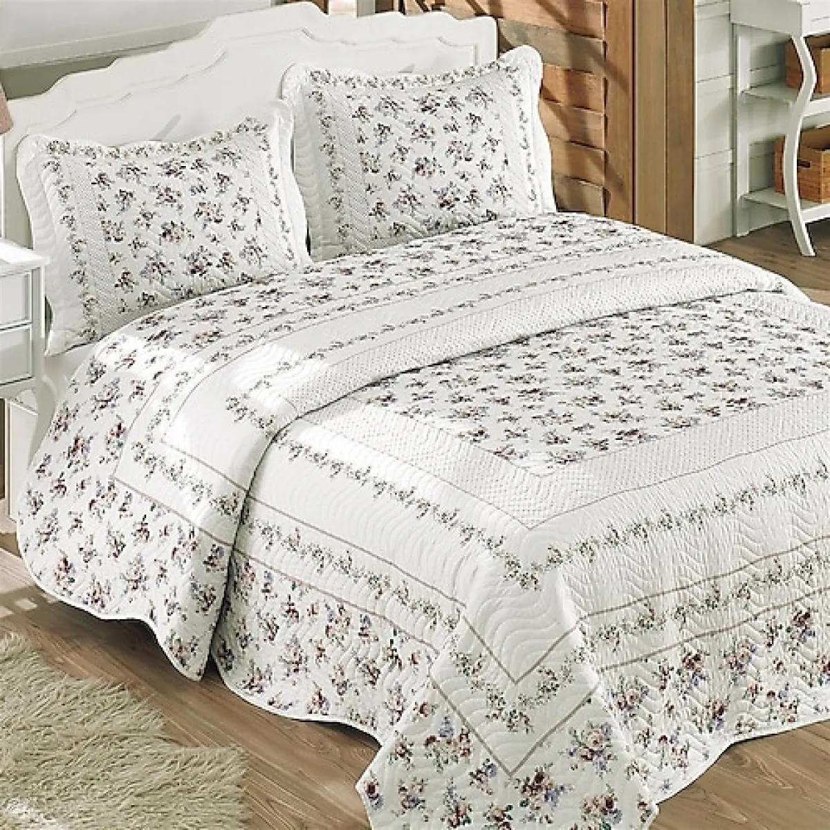 Örtüm Larisa Kapitone Çift Kişilik Yatak Örtüsü Takımı