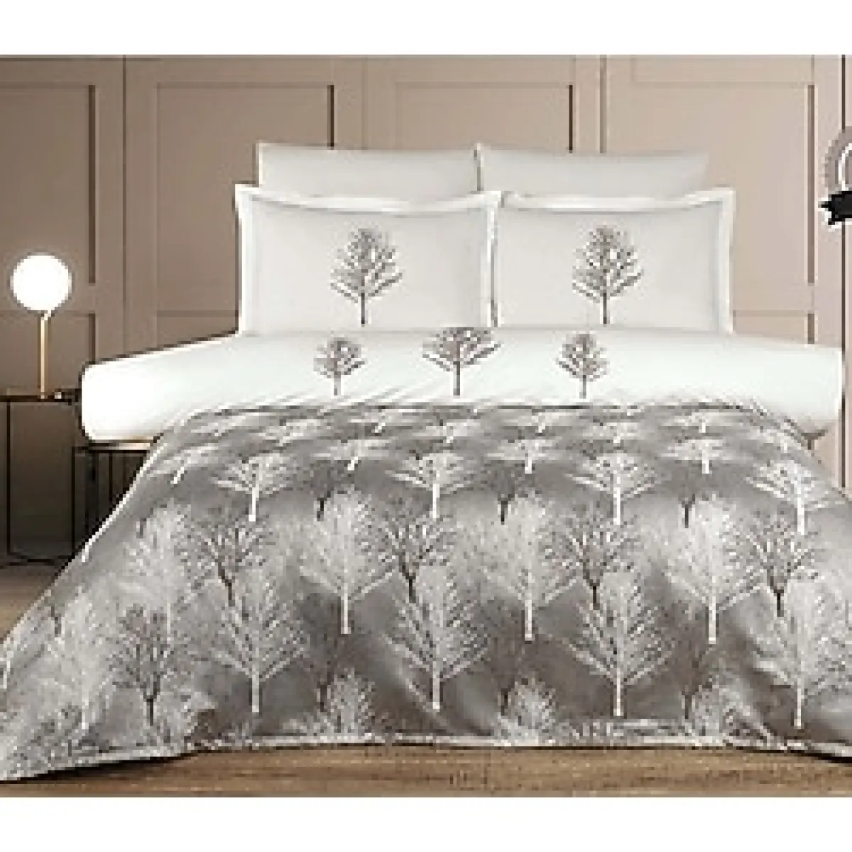 Özdilek Albero Pikeli Gelin Seti (7 Parça)-Taş - 240 x 260 cm