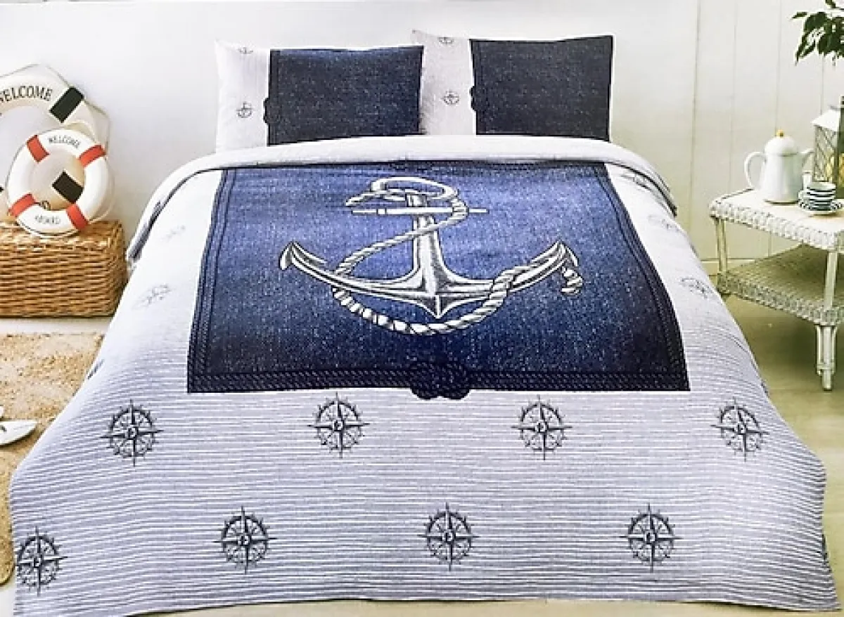 Özdilek Anchor Denim Çift Kişilik Pike Takımı