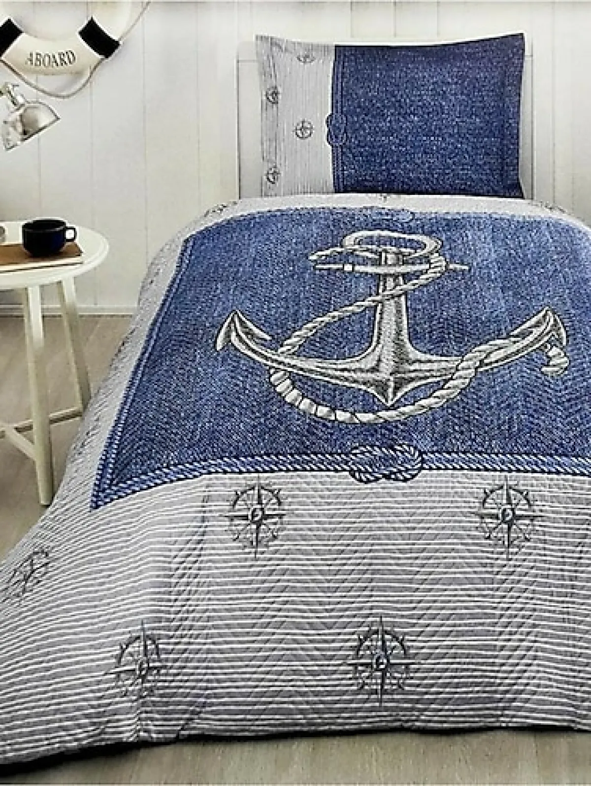 Özdilek Anchor Denim Tek Kişilik Dört Mevsim Kapitone Nevresim Takımı