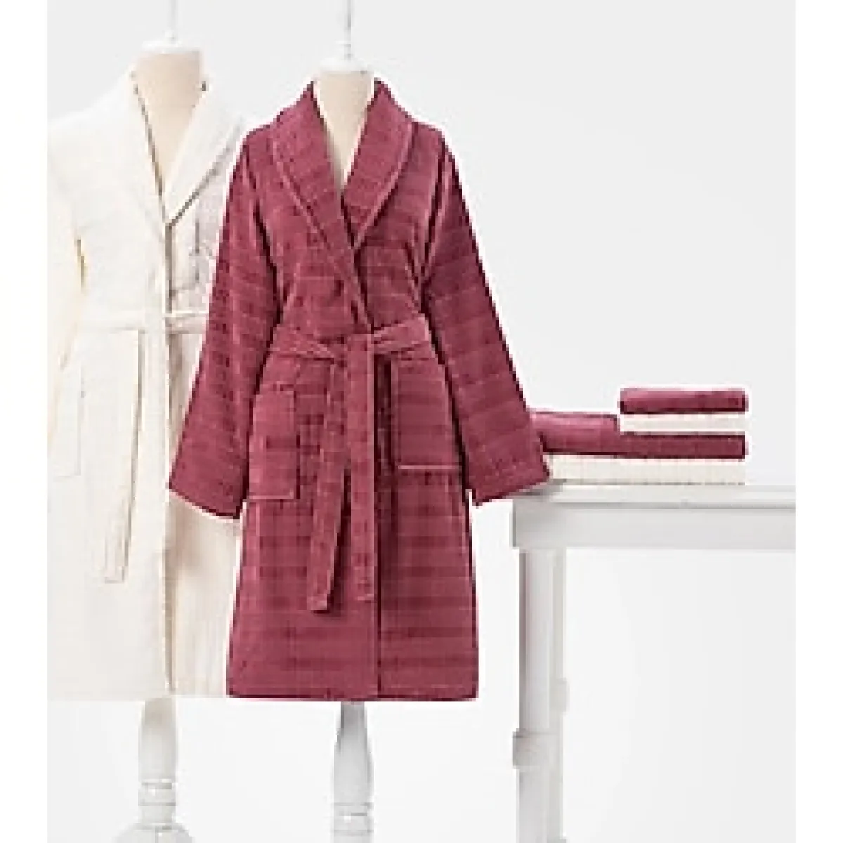 Özdilek Bornoz Seti Land K.Pembe-Beyaz Aile Seti