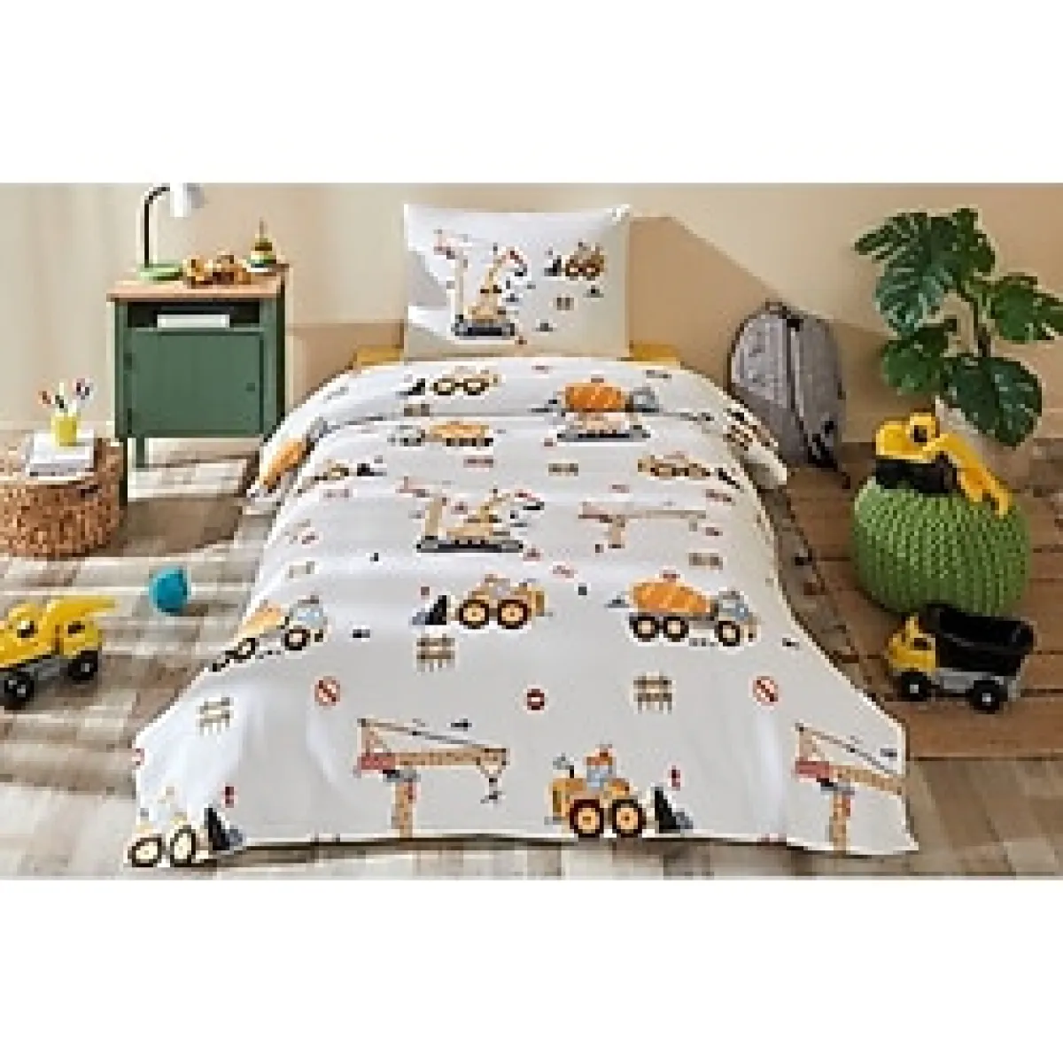 Özdilek Builder Sarı Tek Kişilik Erkek Çocuk Pike Takımı - Çok Renkli - 160 x 230 cm