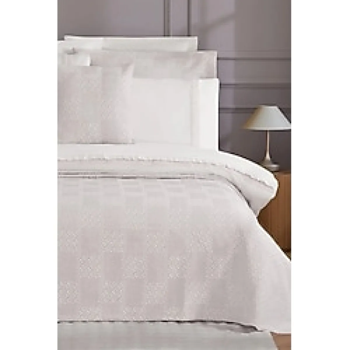 Özdilek Cuatrado Çift Kişilik Pikeli Nevresim Takımı - Krem - Standart