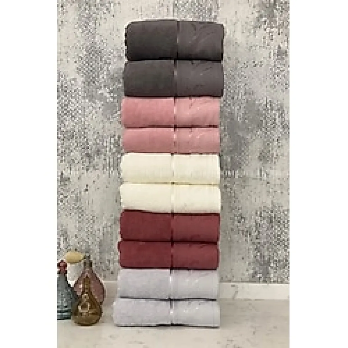 Özdilek Ditsy El-Yüz Havlusu 10 Adet-Gri-Mürdüm-Krem-Pembe-Antrasit