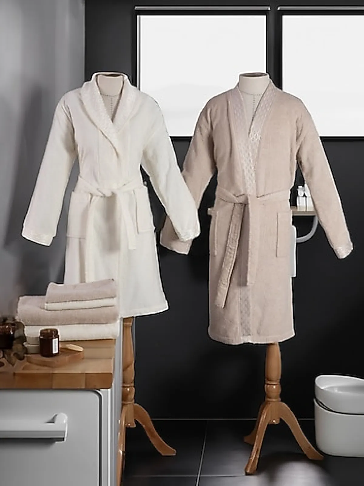 Özdilek Elissa Krem Bej Aile Bornoz Takımı