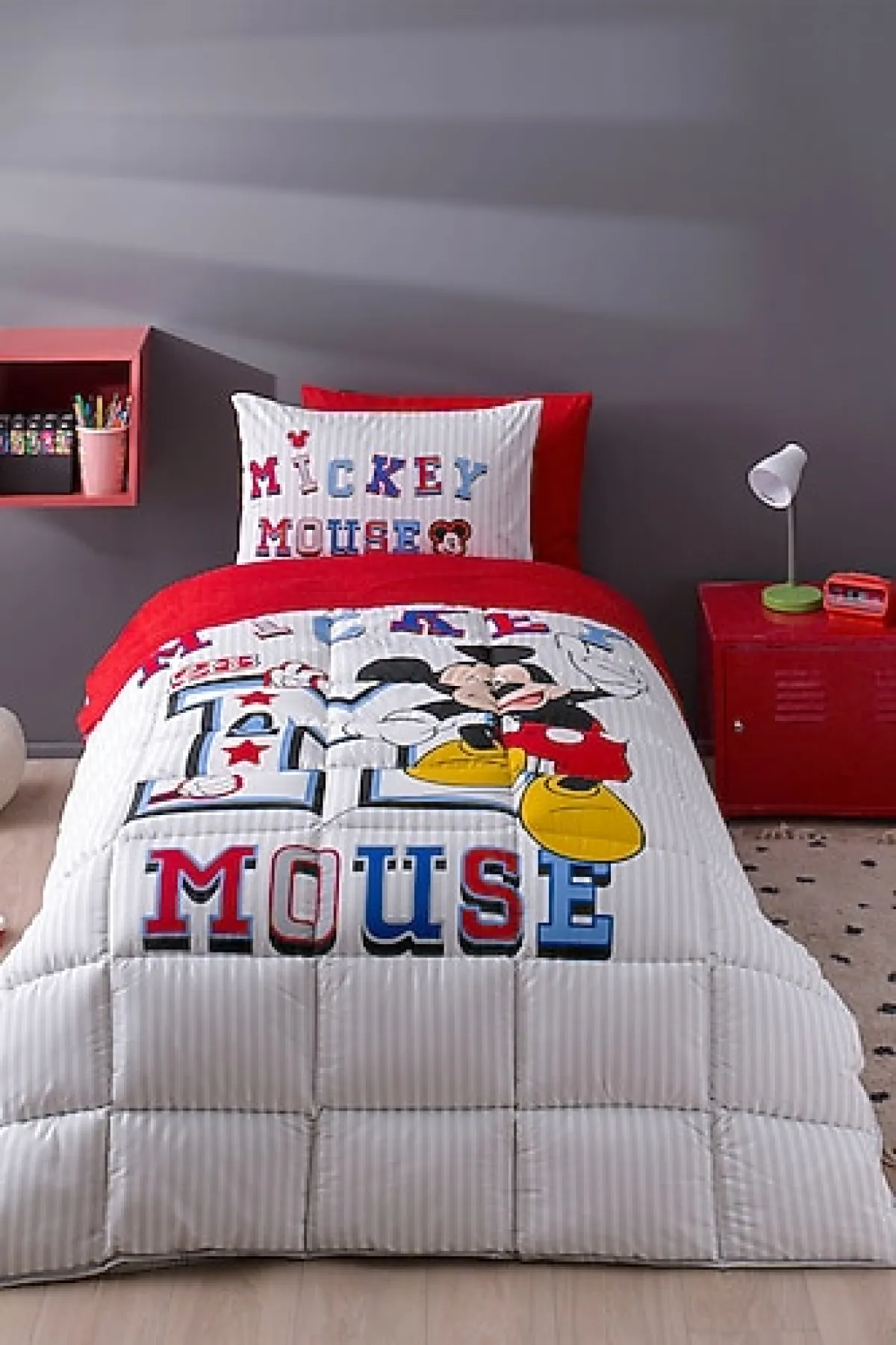 Özdilek Mickey Mouse Collage Lastikli Çarşaflı Tek Kişilik Uyku Seti