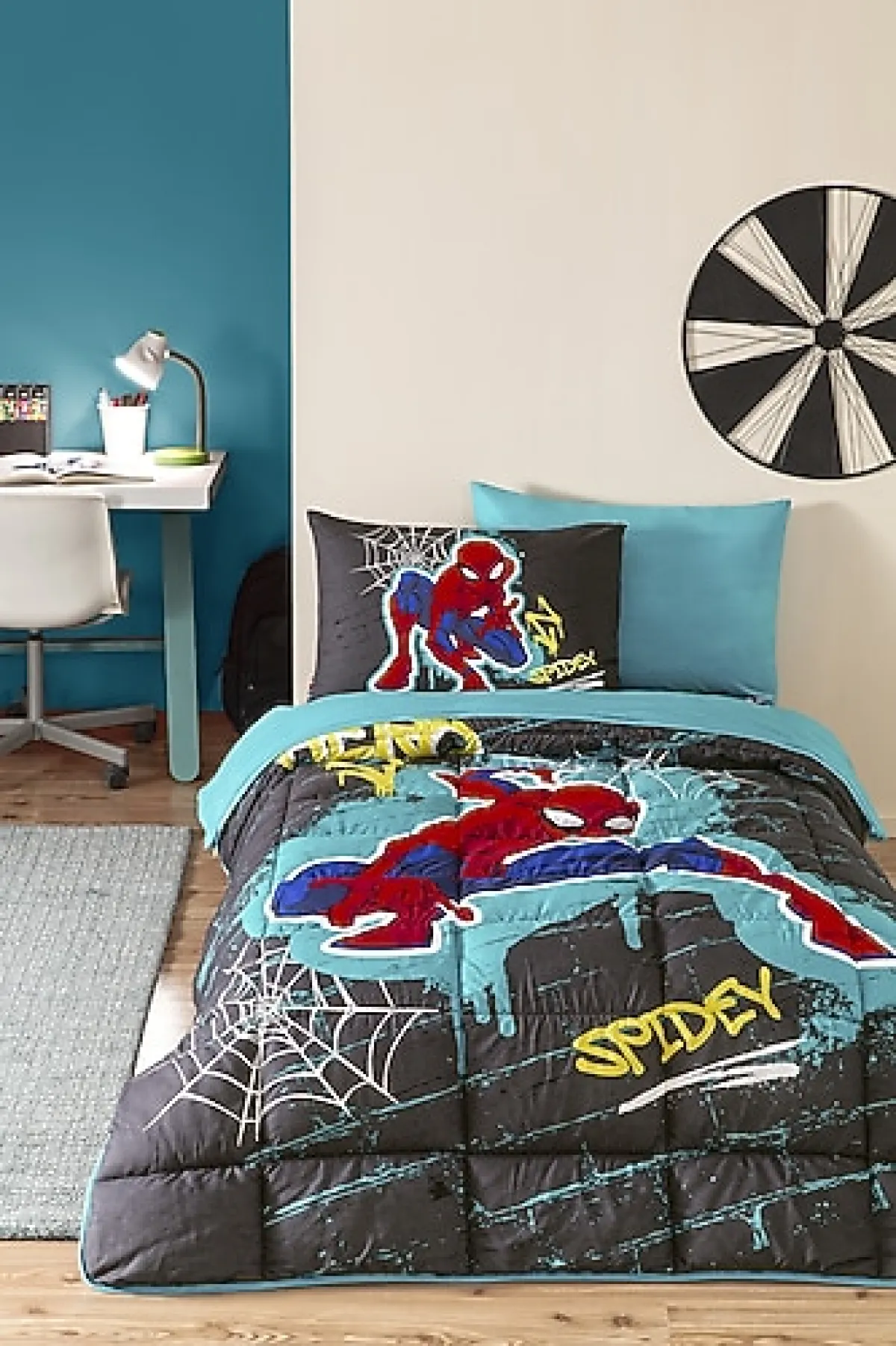 Özdilek Spiderman Street Lisanslı Lastikli Çarşaflı Tek Kişilik Uyku Seti