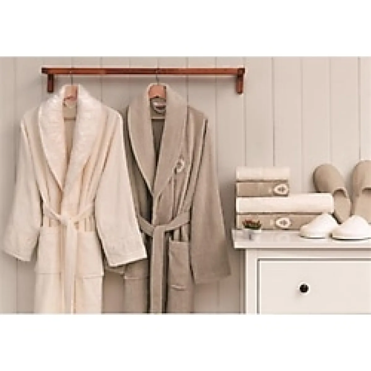 Özdilek Wedding Taş Krem Aile Bornoz Takımı