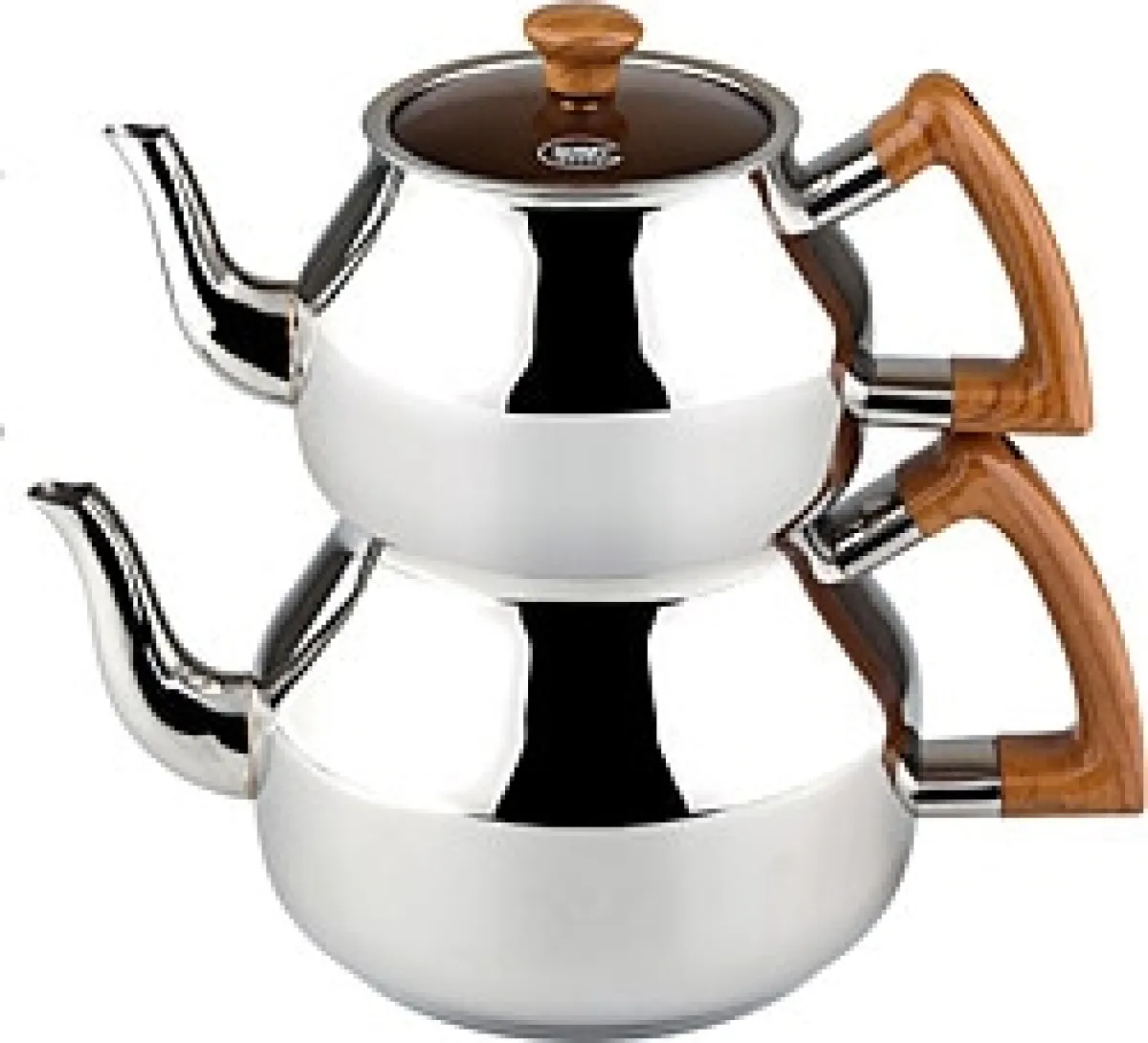 Özkent Marmaris Ahşap Kulplu Büyük Boy Çelik Çaydanlık