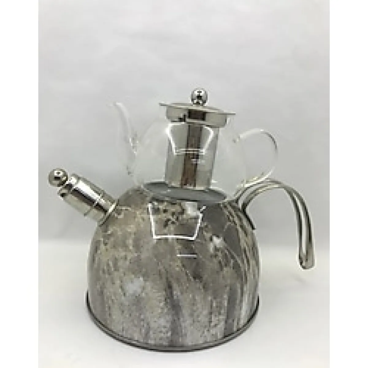 Paçi Mermer Düdüklü Çelik Cam Çaydanlık Takımı